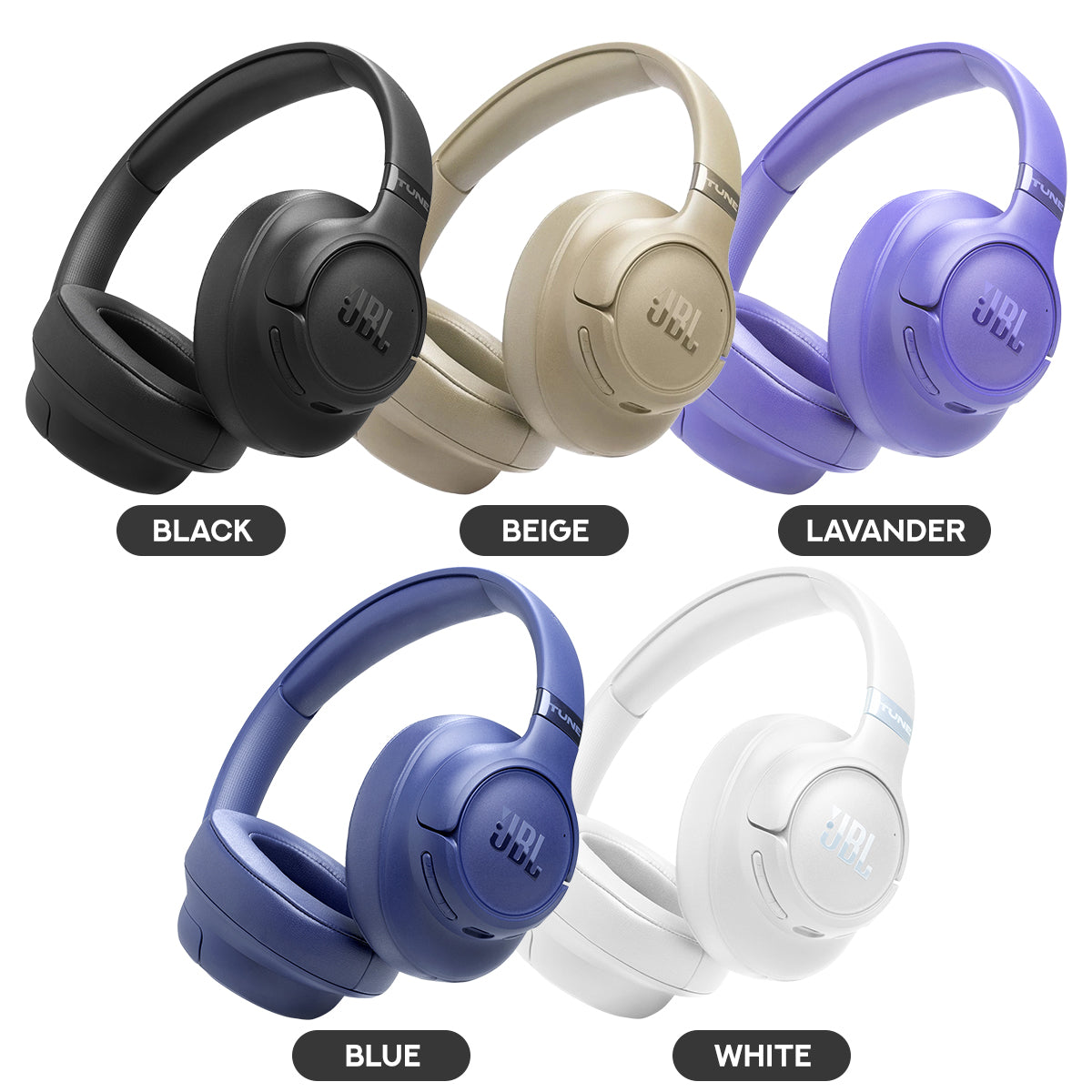 JBL TUNE 780NC Adaptive Noise Cancelling Hi-Res Wireless On-Ear Headphones (Black, Beige, Lavender, Blue, White)
