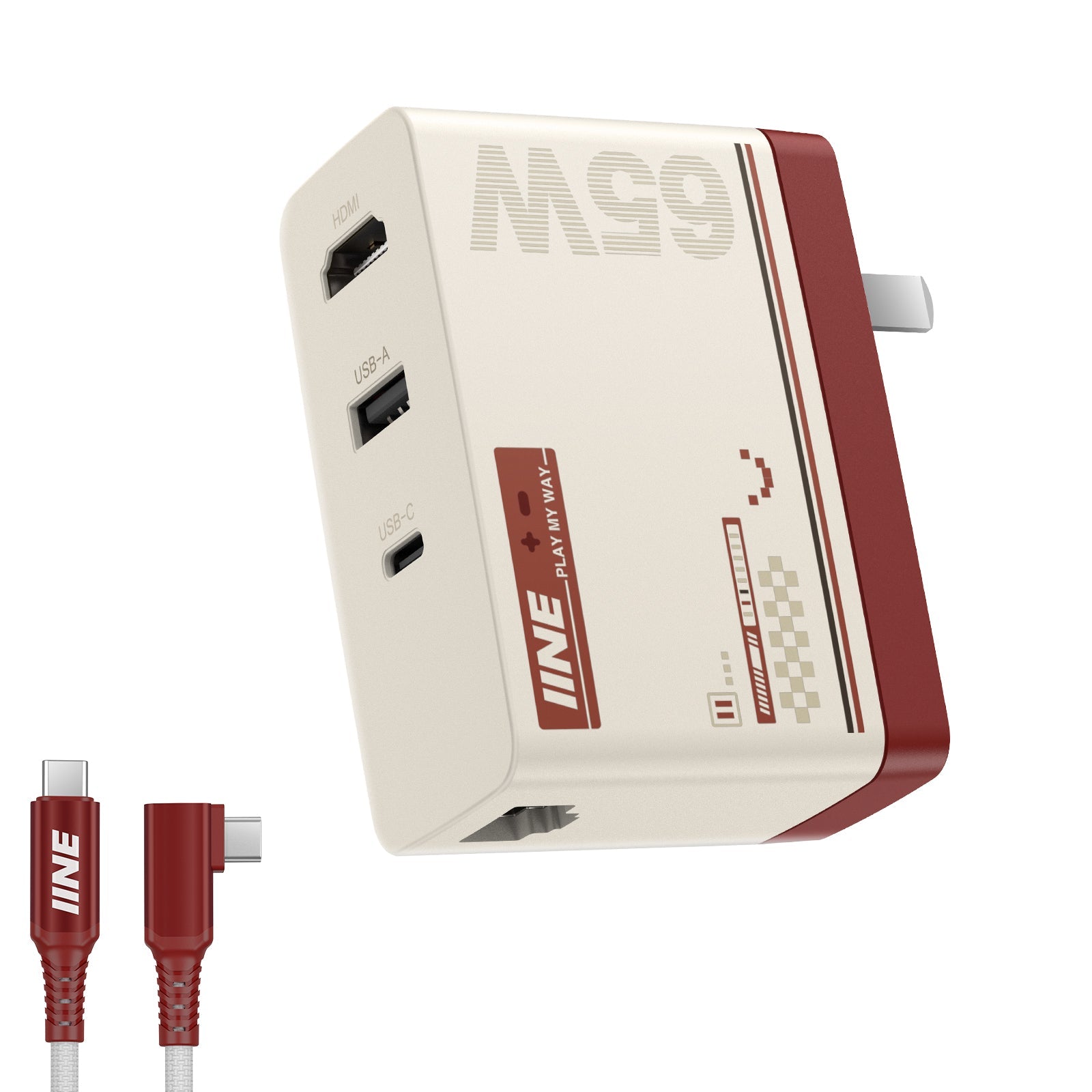 IINE 65W GaN HDMI Video Converter with Ethernet Port for Nintendo Switch (Red/White) (L845)