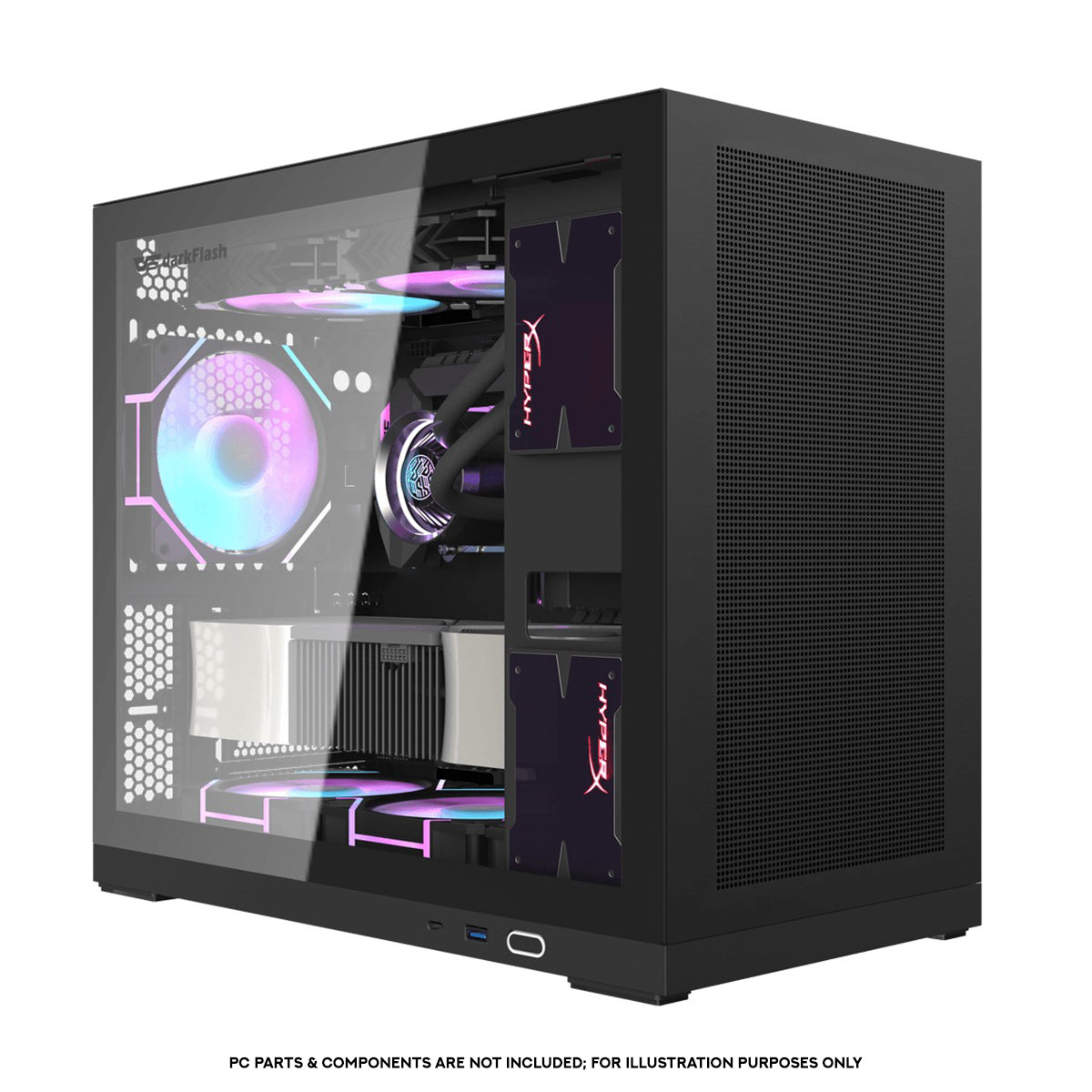 DarkFlash DS210 Luxury M-ATX Tempered Glass Side Panel PC Case