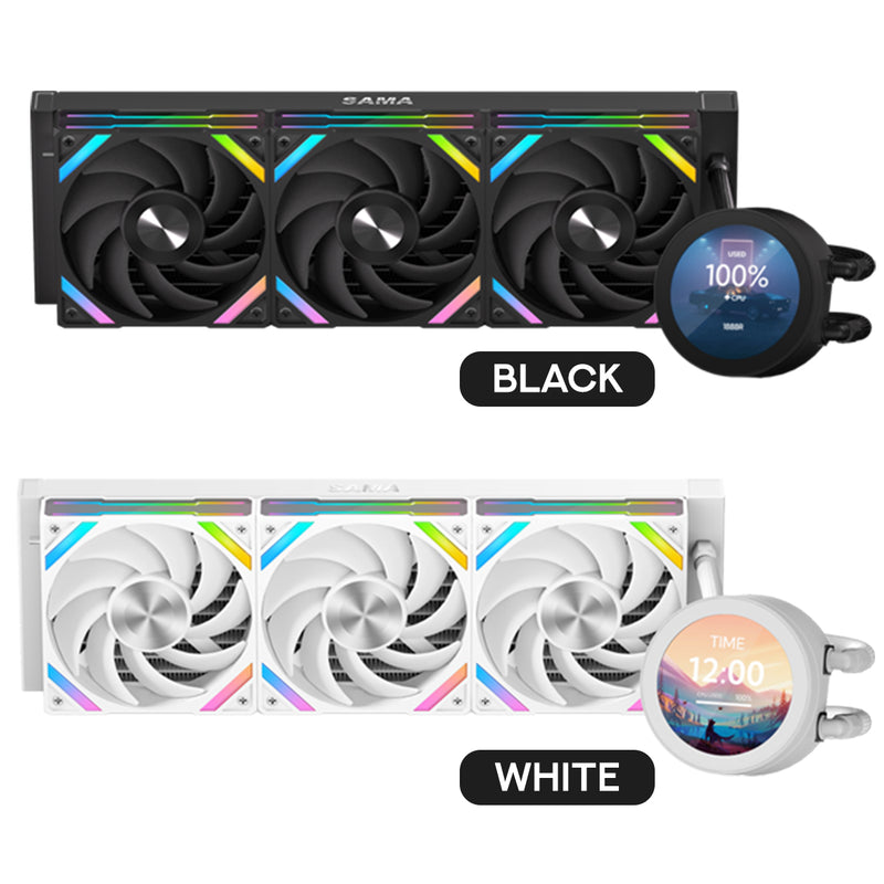 Sama Q70 360mm AIO CPU Cooler with Detachable 2.8" LCD Screen