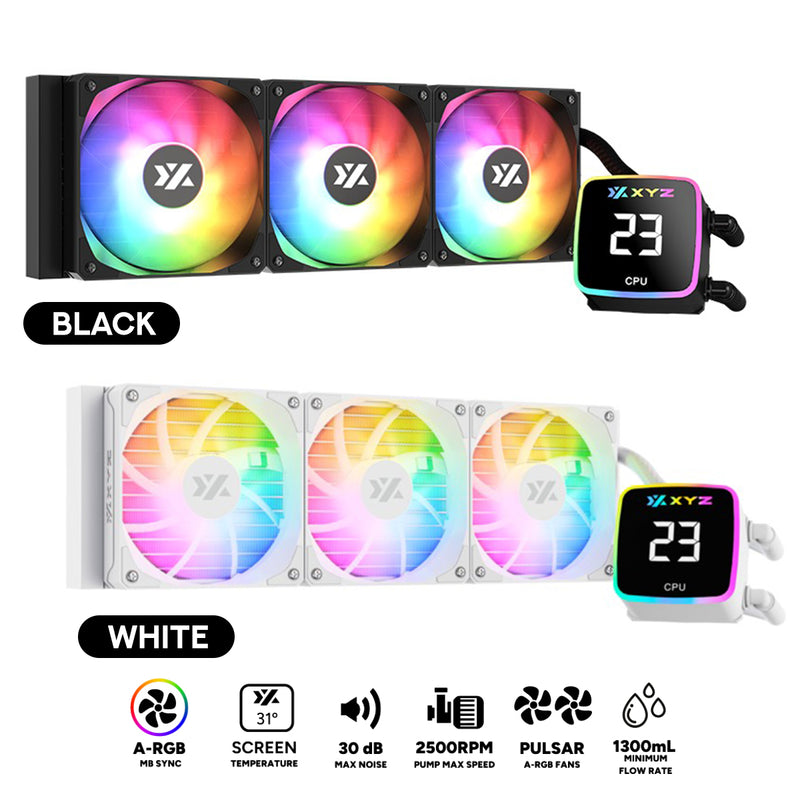 XYZ AquaPulse AIO 360 ARGB Liquid Cooler with Temperature Display