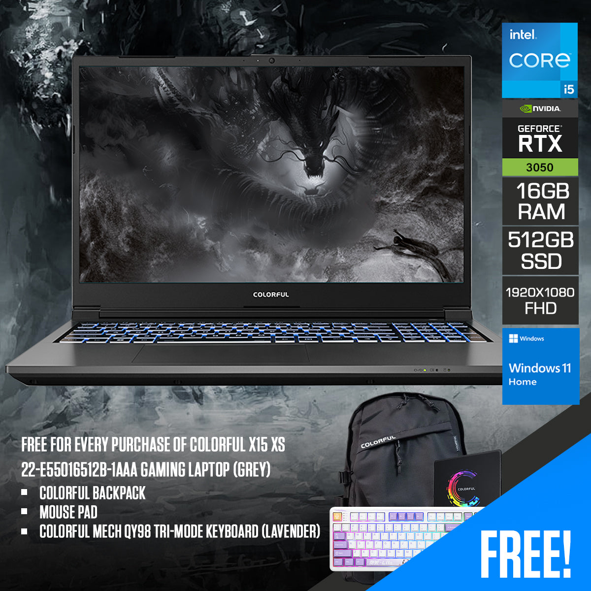 Colorful X15 XS 22-E55016512B-1AAA Gaming Laptop (Grey)