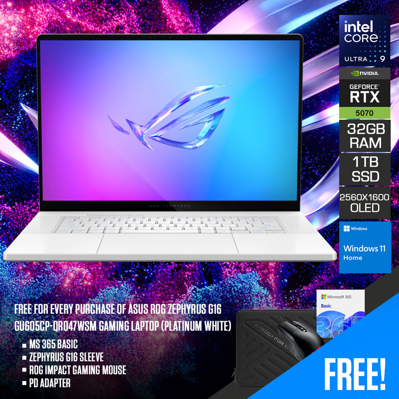 Asus ROG Zephyrus G16 GU605CP-QR047WSM Gaming Laptop (Platinum White)