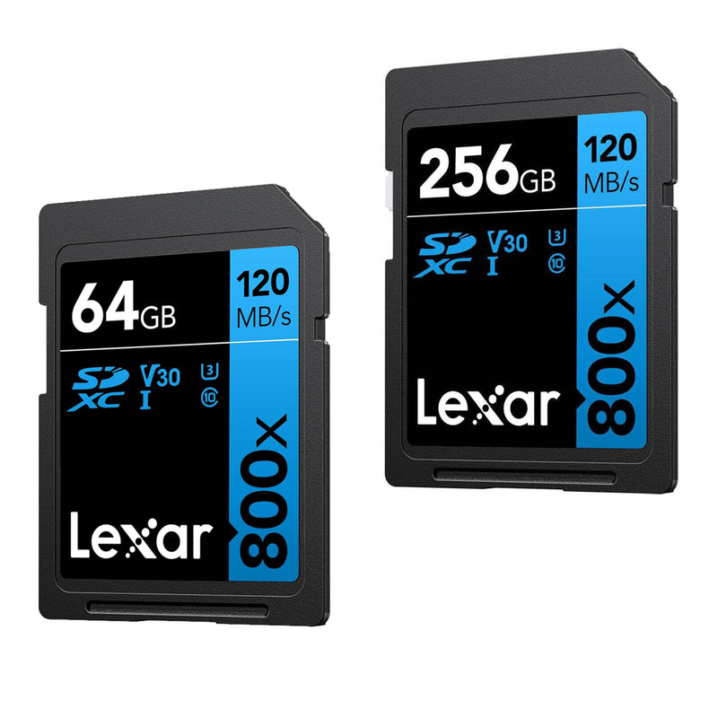 Lexar High-Performance 800x SDXC UHS-I C10 U3 V30 120MB/s Read SD Card BLUE Series