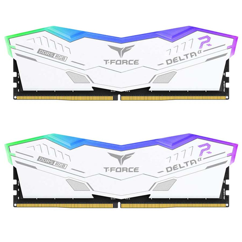 Teamgroup T-Force Delta RGB 32GB (2x16GB) DDR5 Gaming Desktop Memory (White) | DataBlitz