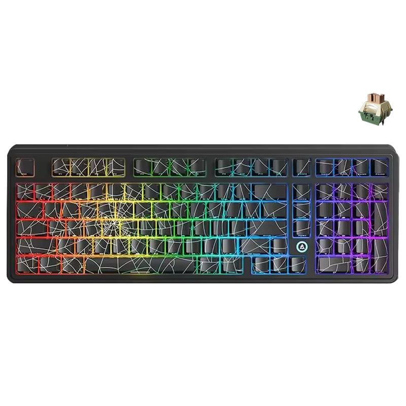 Ajazz AK980 Max RGB Wired 98-Keys Gasket-Mounted Hot-Swappable Mechanical Keyboard (Original Sublimation Spider Web Black) (King of Soldier Magnetic Switch)