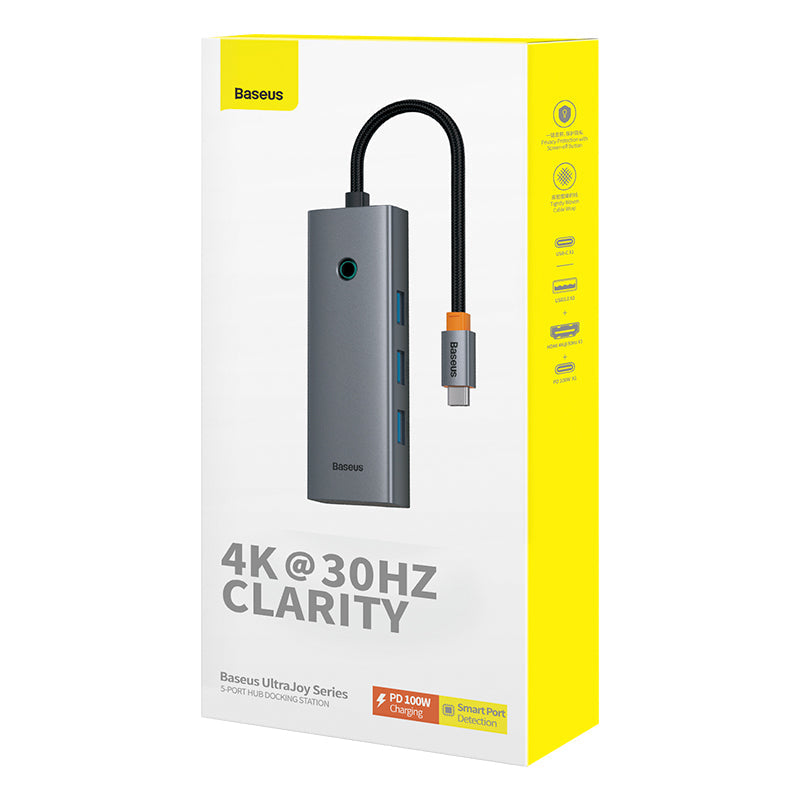 Baseus UltraJoy Series 5-Port Hub Docking Station USB-C to HDMI 4K@30Hz + 3xUSB-C 3.0 + PD