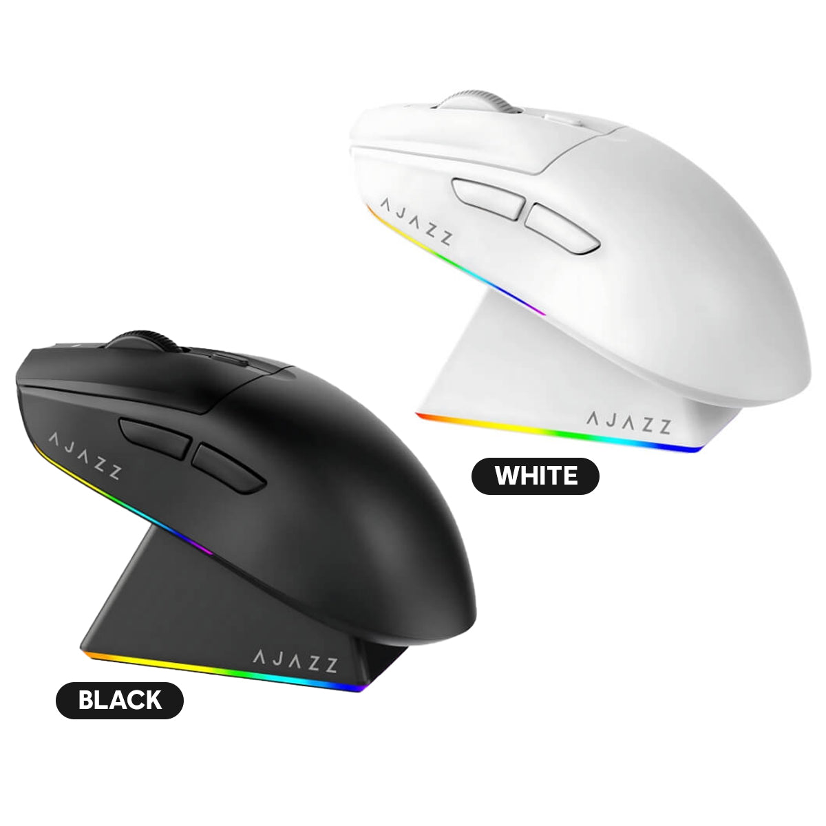 Ajazz AJ139 V2 MC Tri-Mode Gaming Mouse (Black, White)