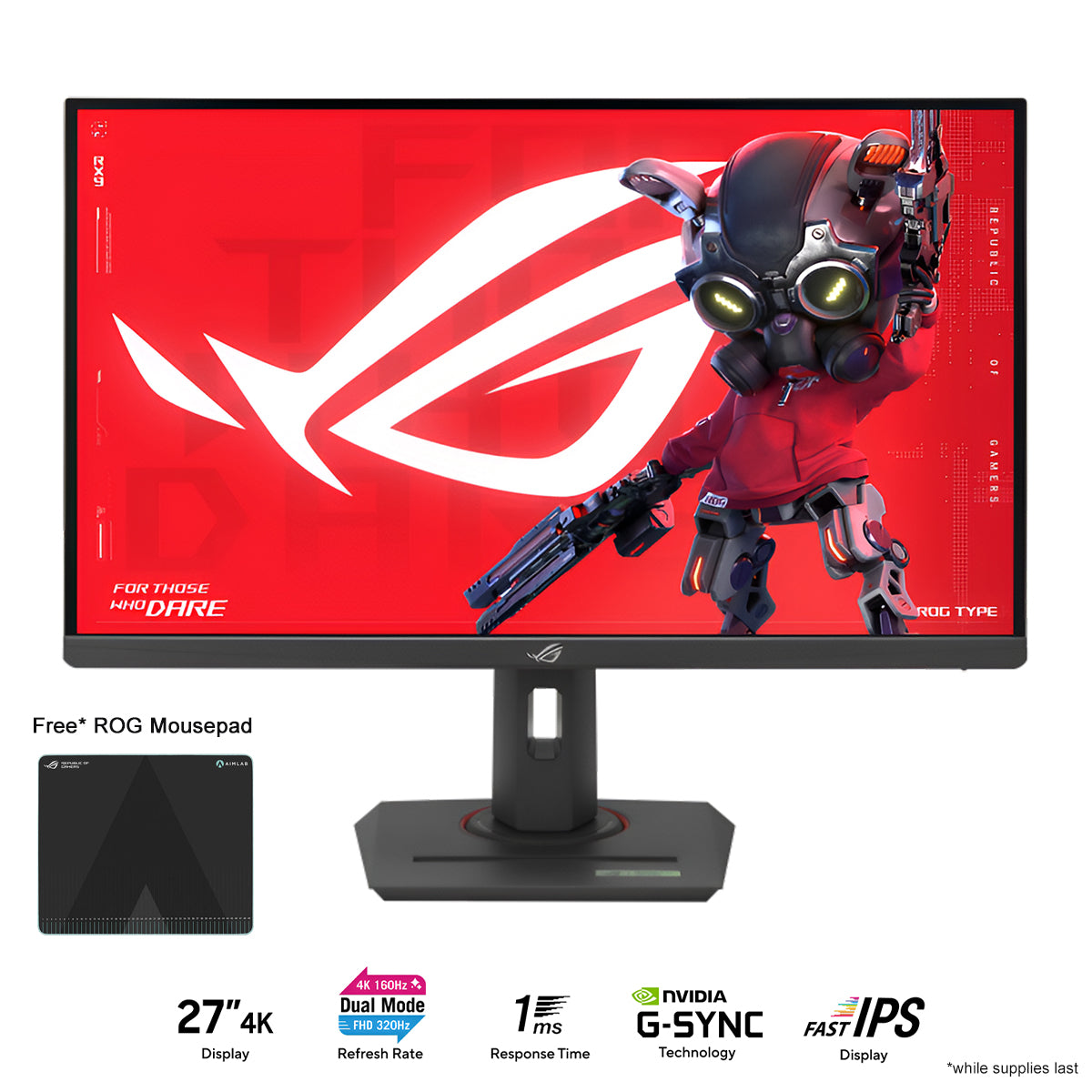 Asus ROG Strix XG27UCG 27" (3840x2160) Dual Mode (4K 160Hz or FHD 320Hz) 1ms GTG Fast IPS Gaming Monitor