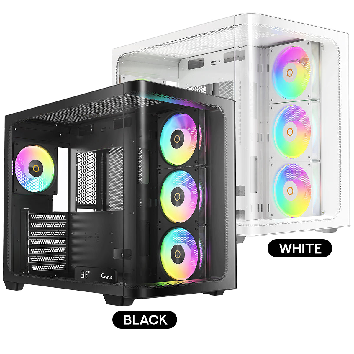 Ocypus Iota C70 Curve ARGB Digital Mid-Tower PC Case (Black, White)