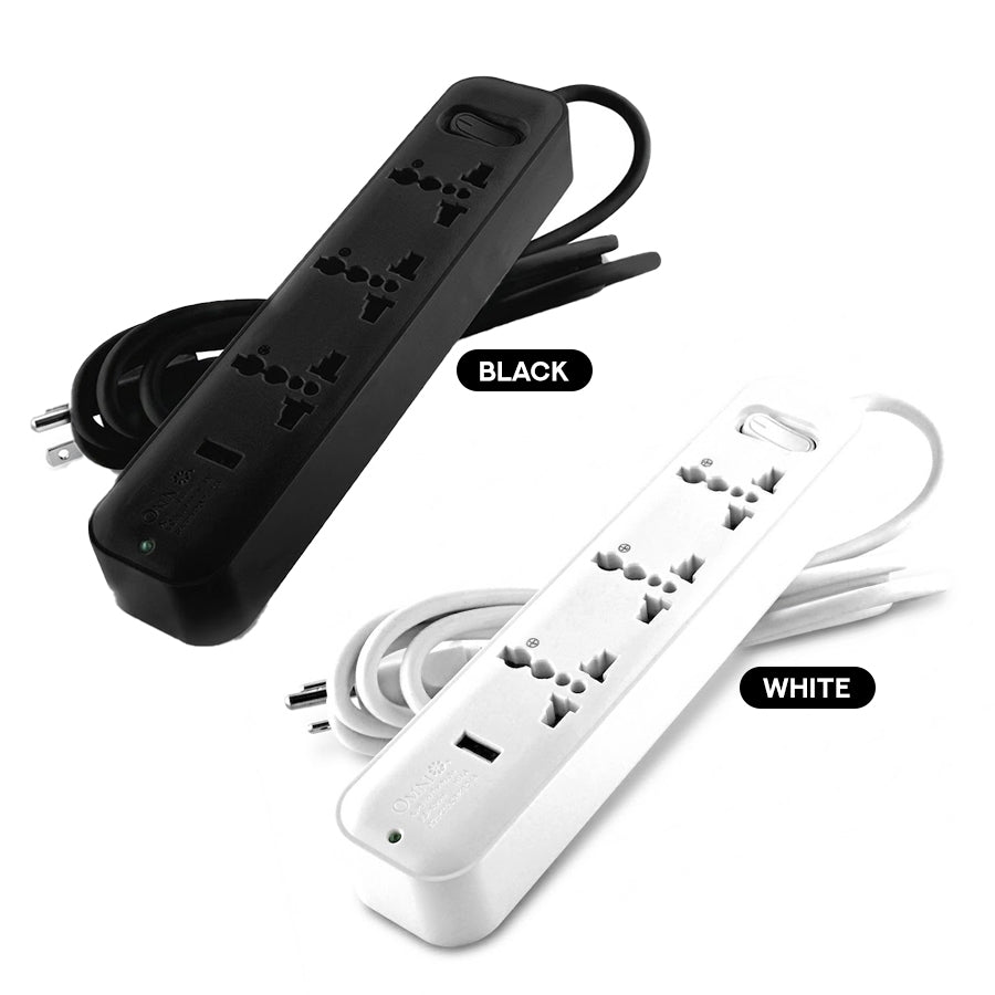 OMNI Travel Extension Cord 3-Gang with USB Outlet & Switch