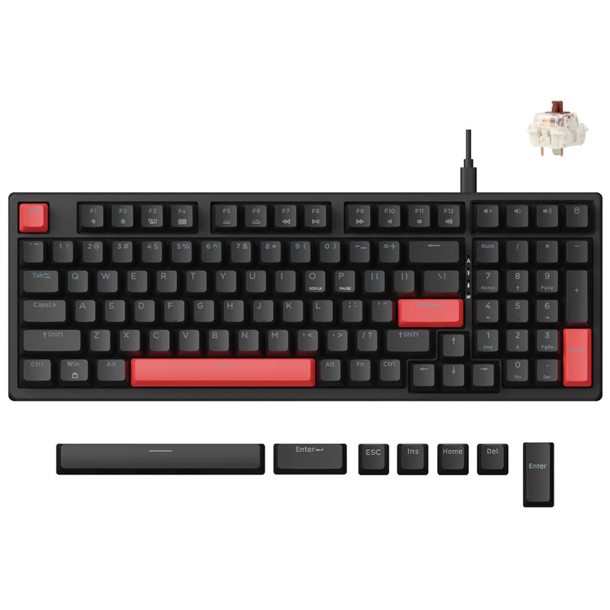 Keychron Lemokey X5 QMK Red Backlight 96% Wired Mechanical Gaming Keyboard 