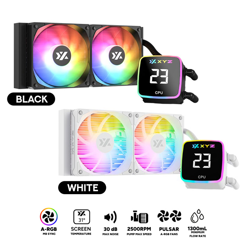 XYZ AquaPulse AIO 240 ARGB Liquid Cooler with Temperature Display