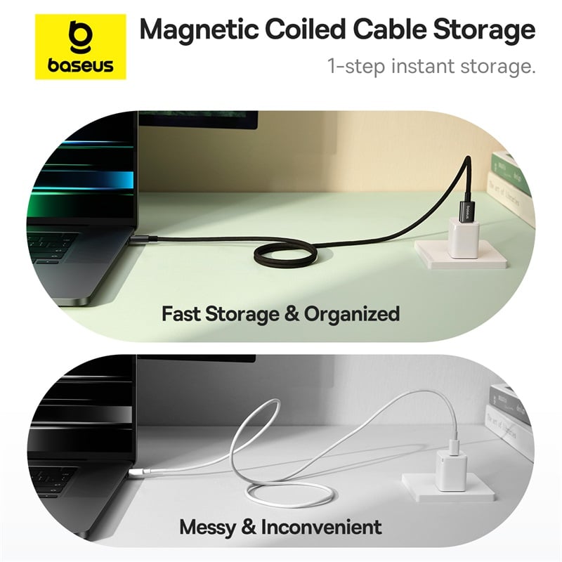 Baseus Tungsten Gold Magnetic Charging Cable USB-A to USB-C 100W 1m (Cluster Black)