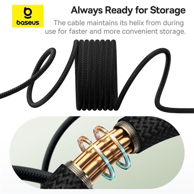 Baseus Tungsten Gold Magnetic Charging Cable USB-A to USB-C 100W 1m (Cluster Black)