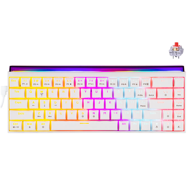 Nacodex x Ajazz NK68 Mixed Light Wired 68-Key Hot-Swappable Mechanical Keyboard (White) (Red Switch)