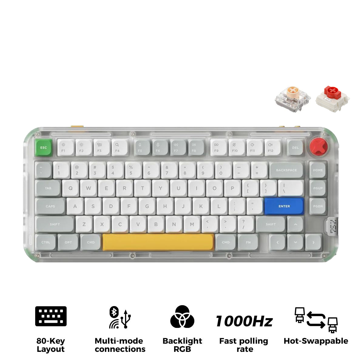NuPhy Kick75 Hybrid Low-Profile IO RGB Hot-Swappable 80-Key Custom Mechanical Wireless Keyboard