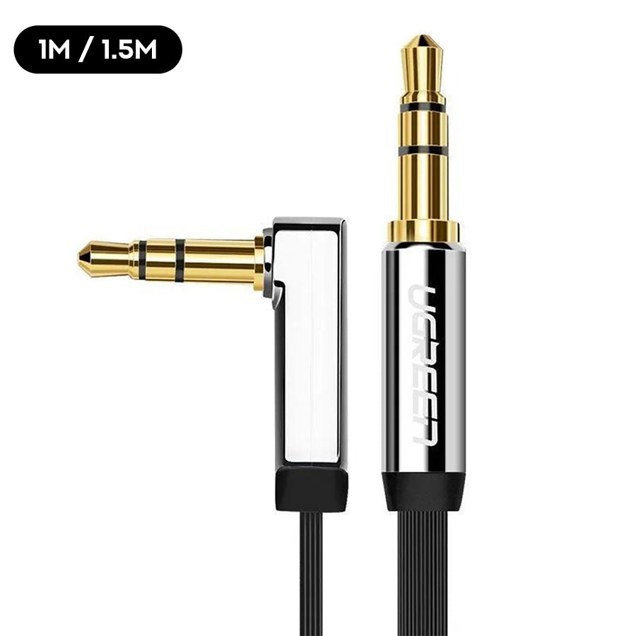 Ugreen 3.5mm Male to Male Angled Flat Cable (Black) (1M, 1.5M)