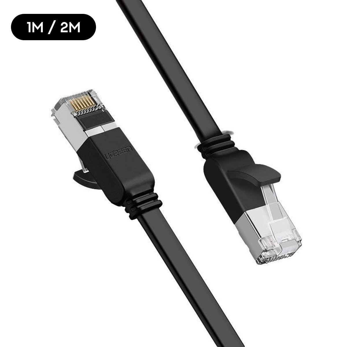 UGreen Cat6 UTP Flat Ethernet Pure Copper Cable (Black) (1M, 2M)