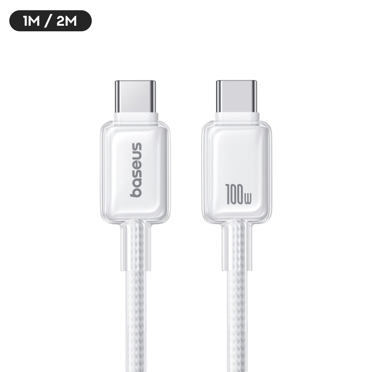 Baseus Crystal Fast Charging Data Cable USB-A to USB-C 100W (Moon White) (1M , 2M)