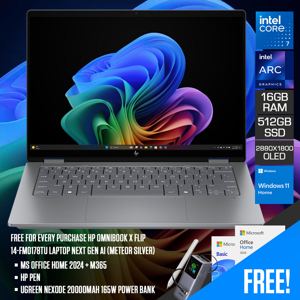 HP OmniBook X Flip 14-fm0178TU Laptop Next Gen AI (Meteor Silver)