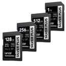 Lexar Professional SILVER PLUS SDXC UHS-I C10 U3 V30 205MB/s Read 150MB/s Write SD Card (128GB, 256GB, 512GB, 1TB)