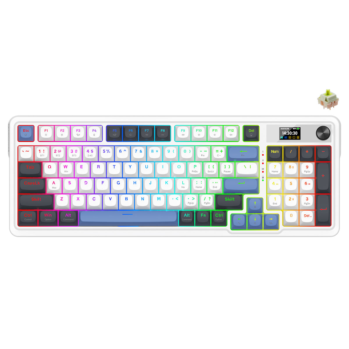 Redragon Galatin Pro K719 RGB Tri-Mode with LCD Screen Gasket Mounted Mechanical Keyboard