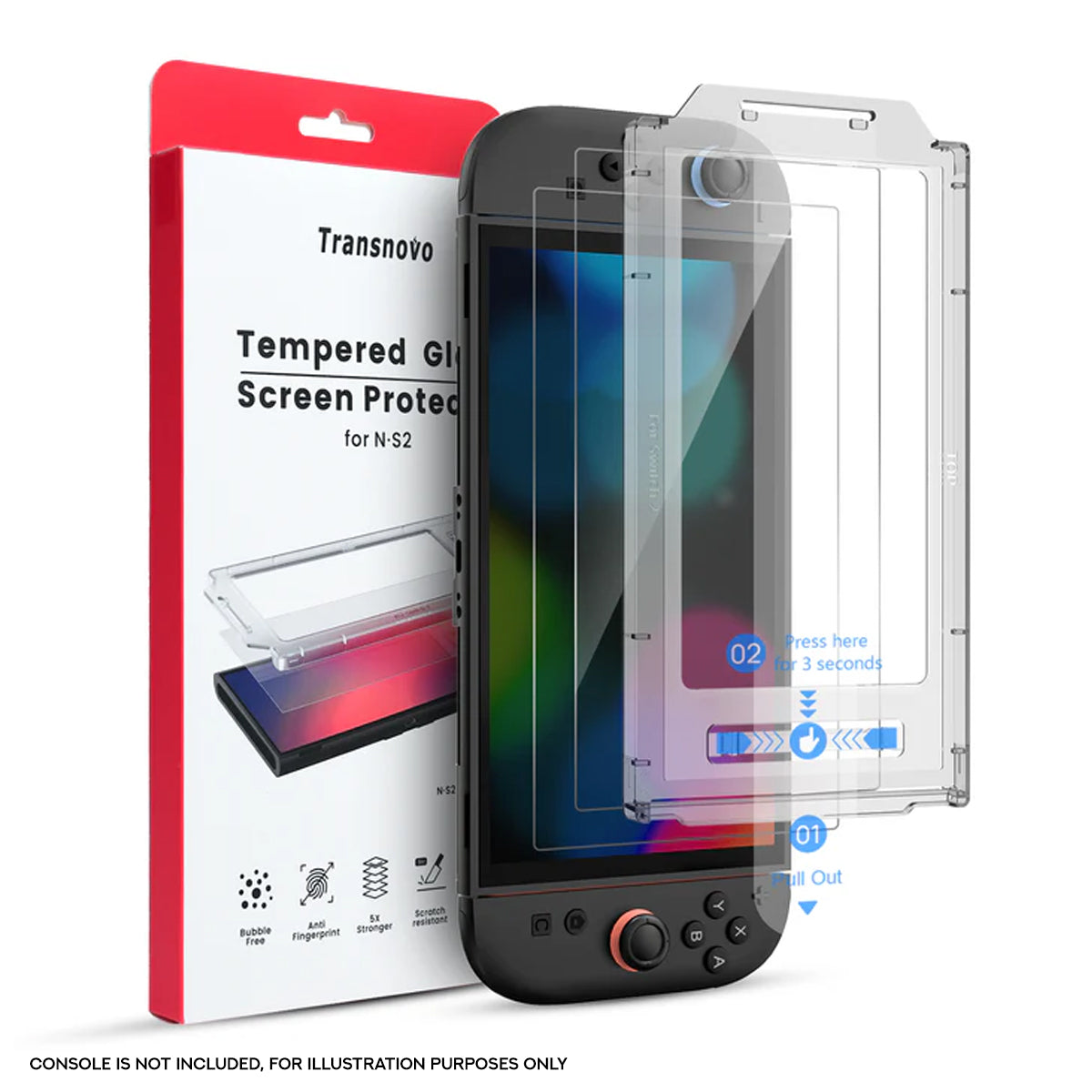 Transnovo Tempered Glass HD Screen Protector 3-Pack with Easy Alignment Black Frame