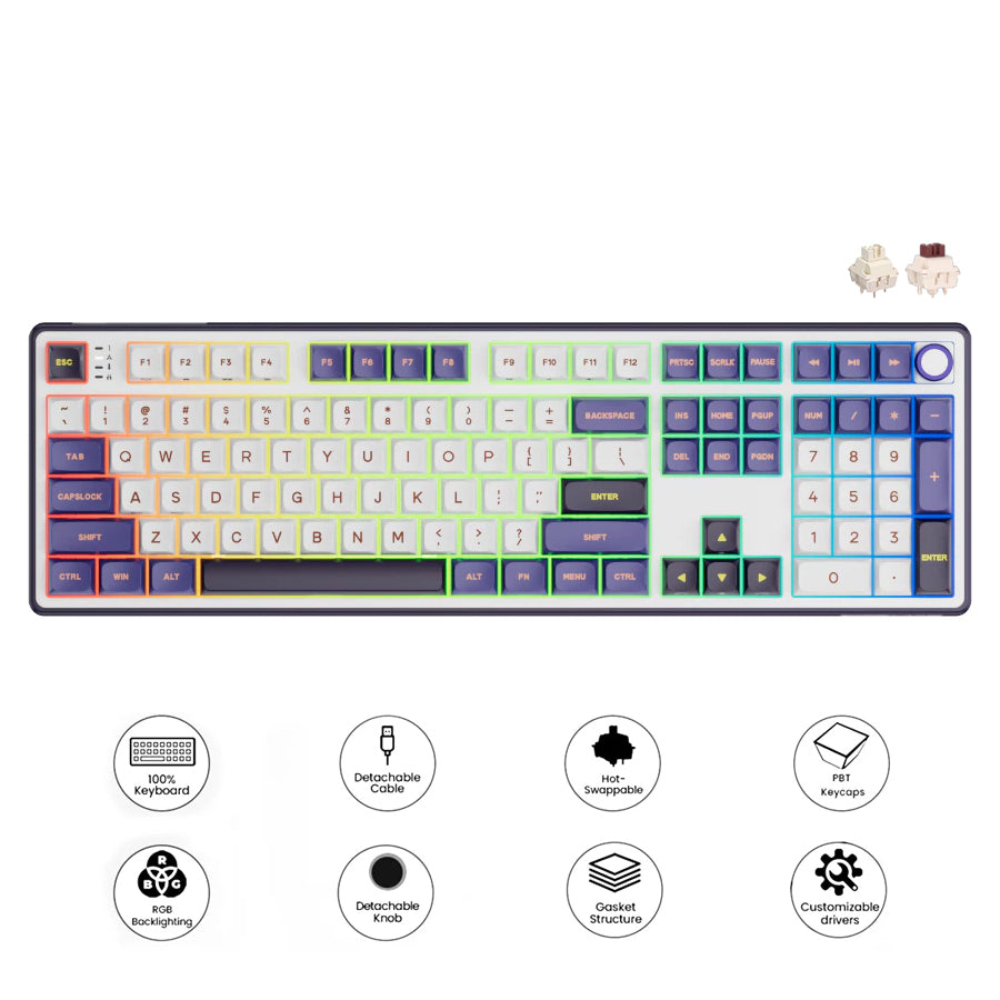 Royal Kludge R108 Single-Mode RGB 107 Keys Mechanical Keyboard Blackberry