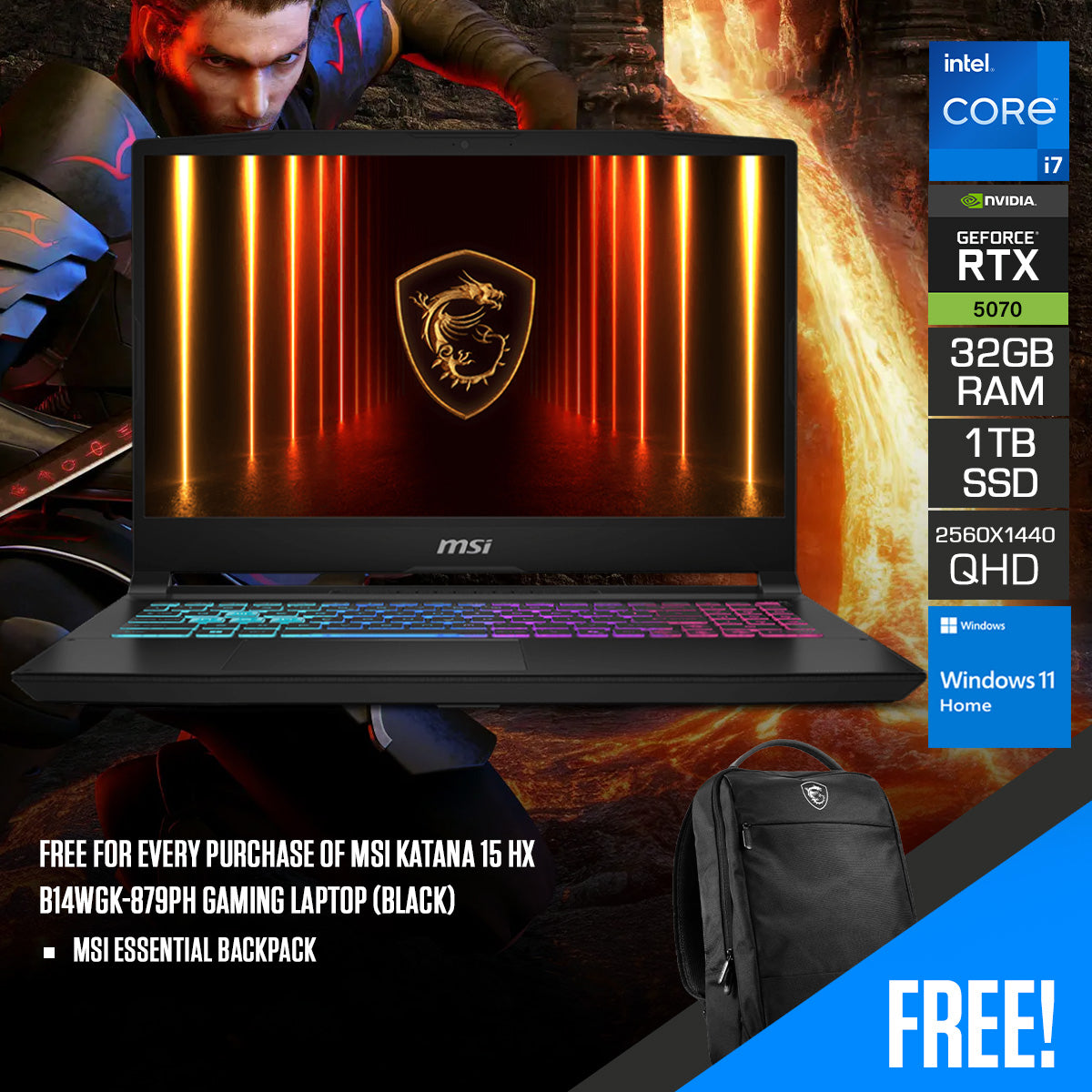 MSI Katana 15 HX B14WGK-879PH Gaming Laptop (Black)