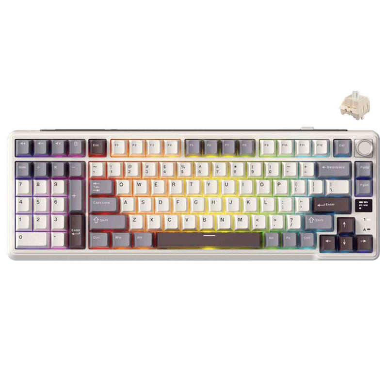 Royal Kludge RK-L98 Tri-Mode RGB 101 Keys Hot Swappable Mechanical Keyboard Sandalwood Brown