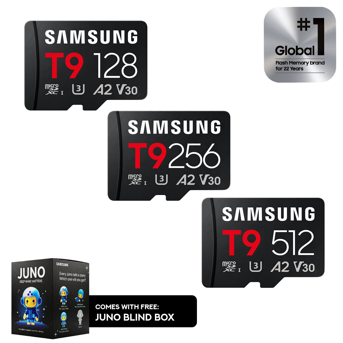 Samsung T9 UHS-I C10 U3 V30 A2 200MB/s Read microSDXC Card