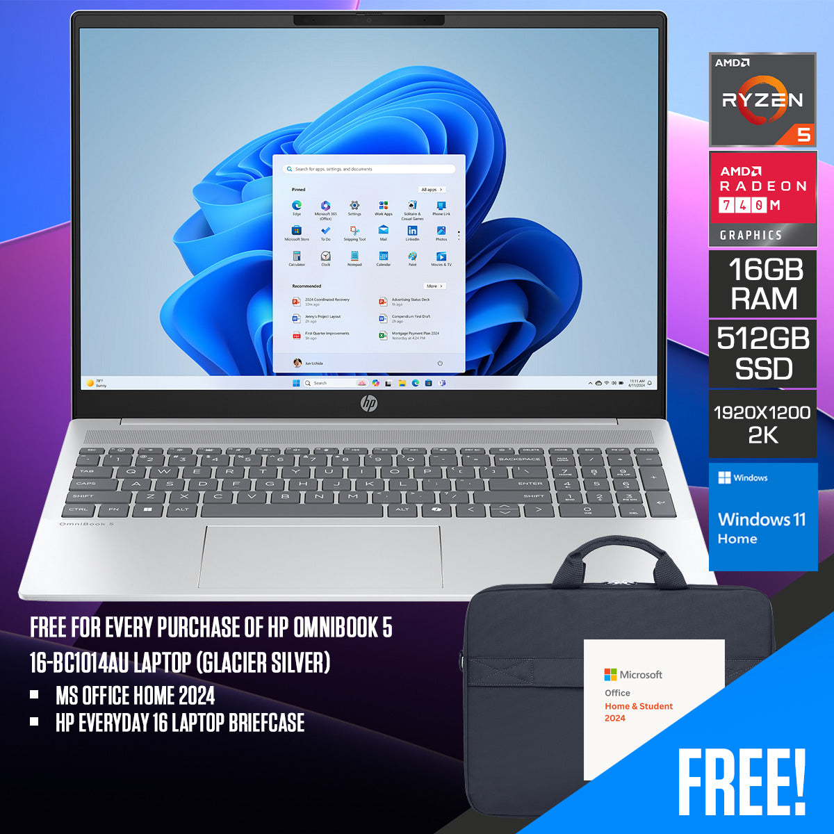 HP OmniBook 5 16-bc1014AU Laptop (Glacier Silver)