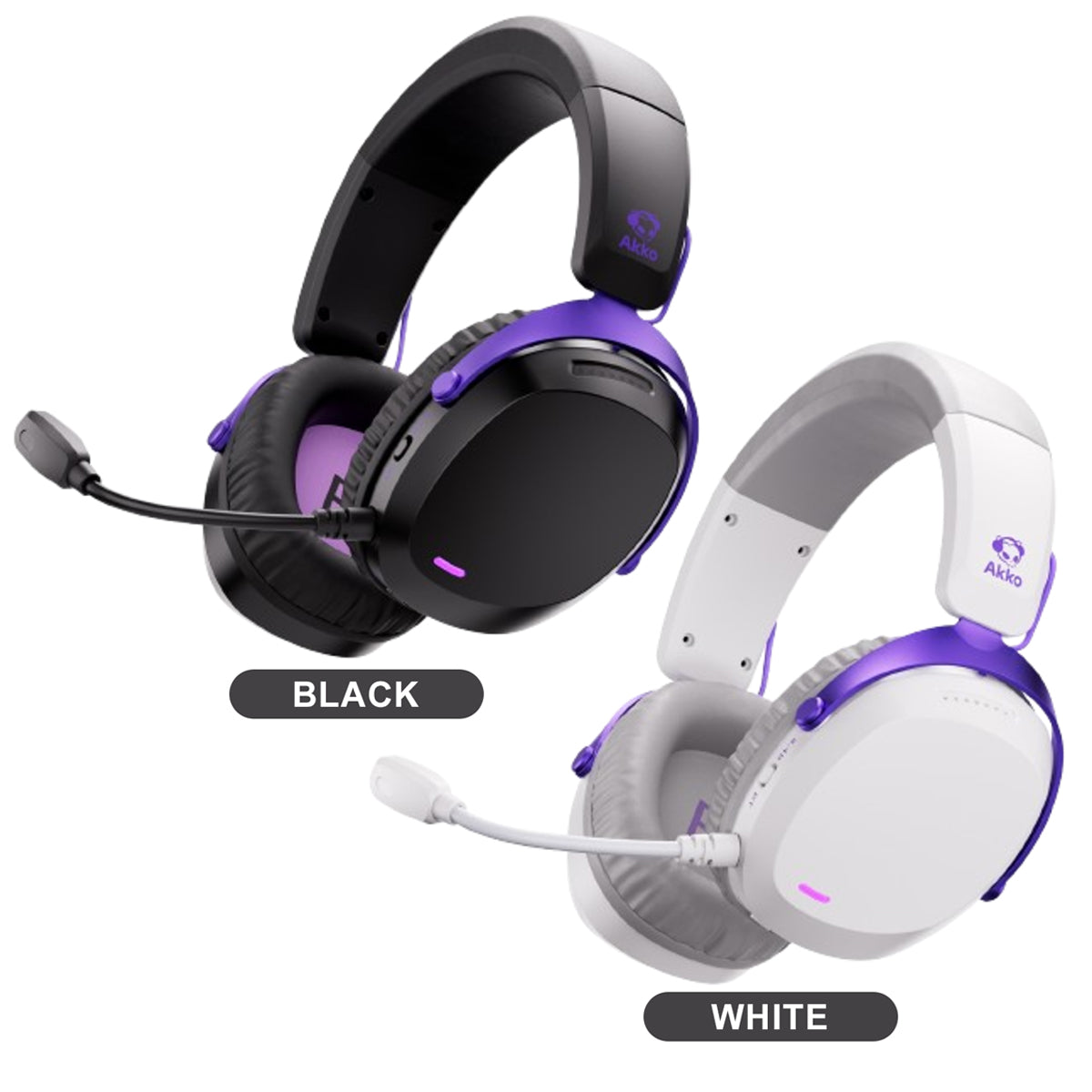 Akko GH300 Tri-Mode Gaming Headset with Microphone (Black, White)
