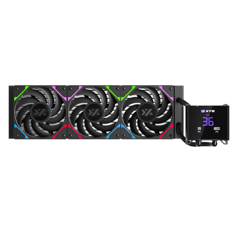 XYZ HydroTemp 360 ARGB Liquid Cooler with Temperature Display (Black, White)