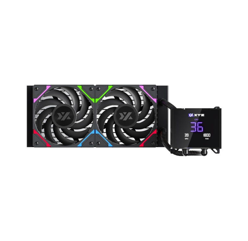 XYZ HydroTemp 240 ARGB Liquid Cooler with Temperature Display (Black, White)