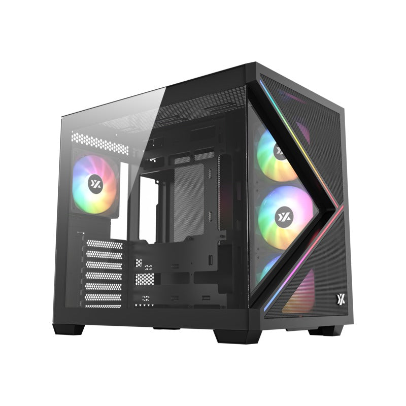 XYZ Qubex ATX PC Case with 4 Pre-Installed 120mm Pulsar ARGB Fans 