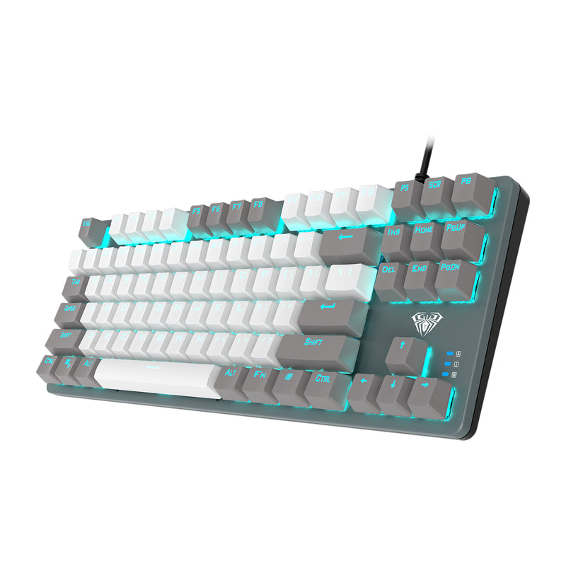 Aula Wind F3287 80% Wired Mechanical Gaming Keyboard - Grey Panel + Grey/White Keycaps (Blue Switch)