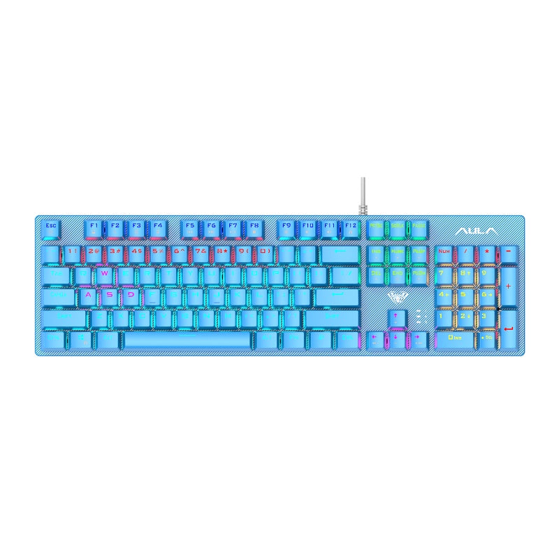 Aula Mountain S2022 Full Size Wired Mechanical Gaming Keyboard (Blue Switch) (Cherry Blossom Powder, Sky Blue, Emerald Green, Obsidian Black)