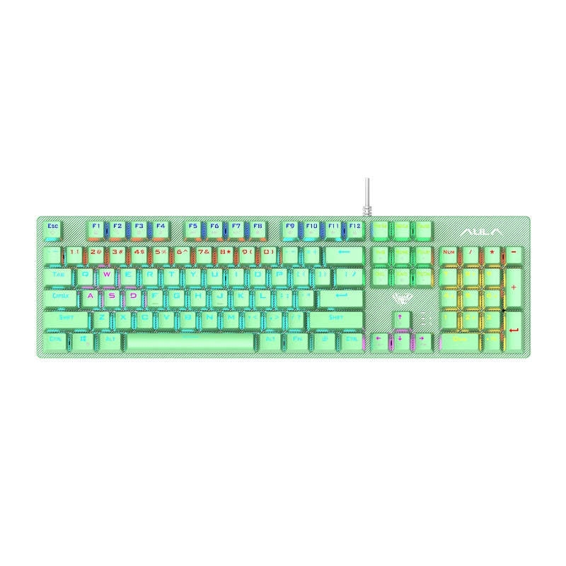 Aula Mountain S2022 Full Size Wired Mechanical Gaming Keyboard (Blue Switch) (Cherry Blossom Powder, Sky Blue, Emerald Green, Obsidian Black)