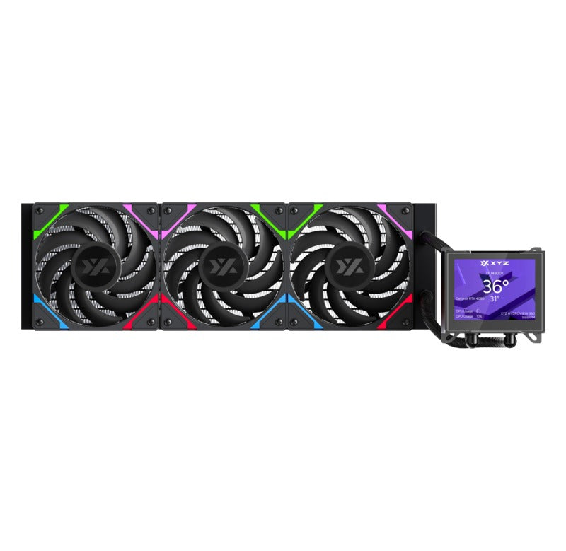 XYZ HydroView AIO 360 ARGB Liquid Cooler with Temperature Display (Black, White)