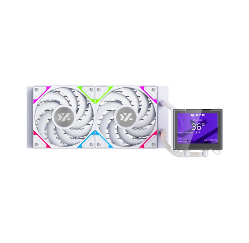 XYZ HydroView AIO 240 ARGB Liquid Cooler with Temperature Display (Black, White)