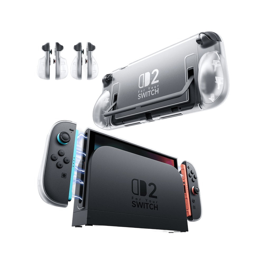 Switch 2 Transparent Shell JSAUX Split Transparent Ergonomic Protective Case for Nintendo Switch 2 ...
