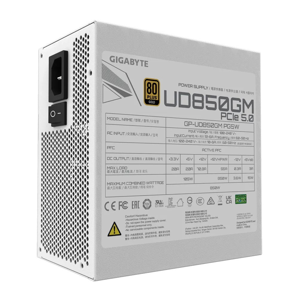 Gigabyte GP-850GM PG5W 850W 80 Plus Gold PCIE 5.0 ATX 3.0 Modular Power Supply (White)