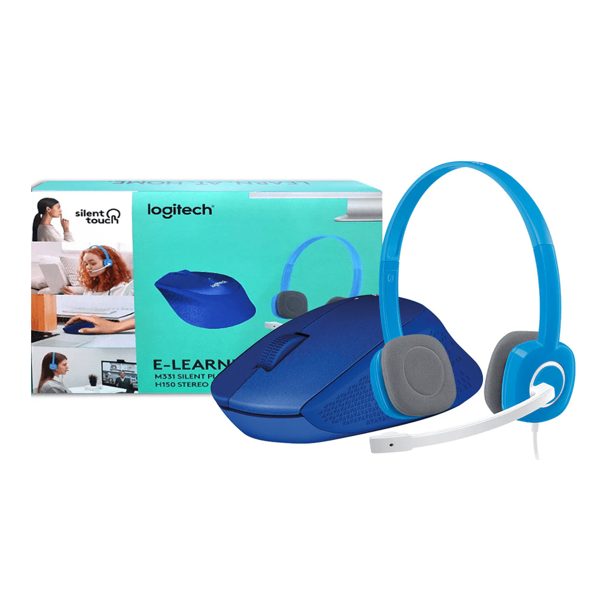 Logitech E-Learner Pack A M331 (Blue)+ H150 (Sky Blue) Bundle
