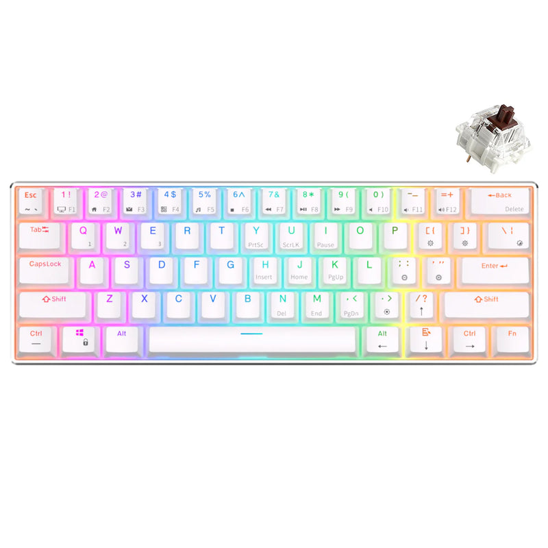 Royal Kludge RK61 Pro Tri-Mode RGB 61 Keys Hot Swappable Mechanical Keyboard Silver/White