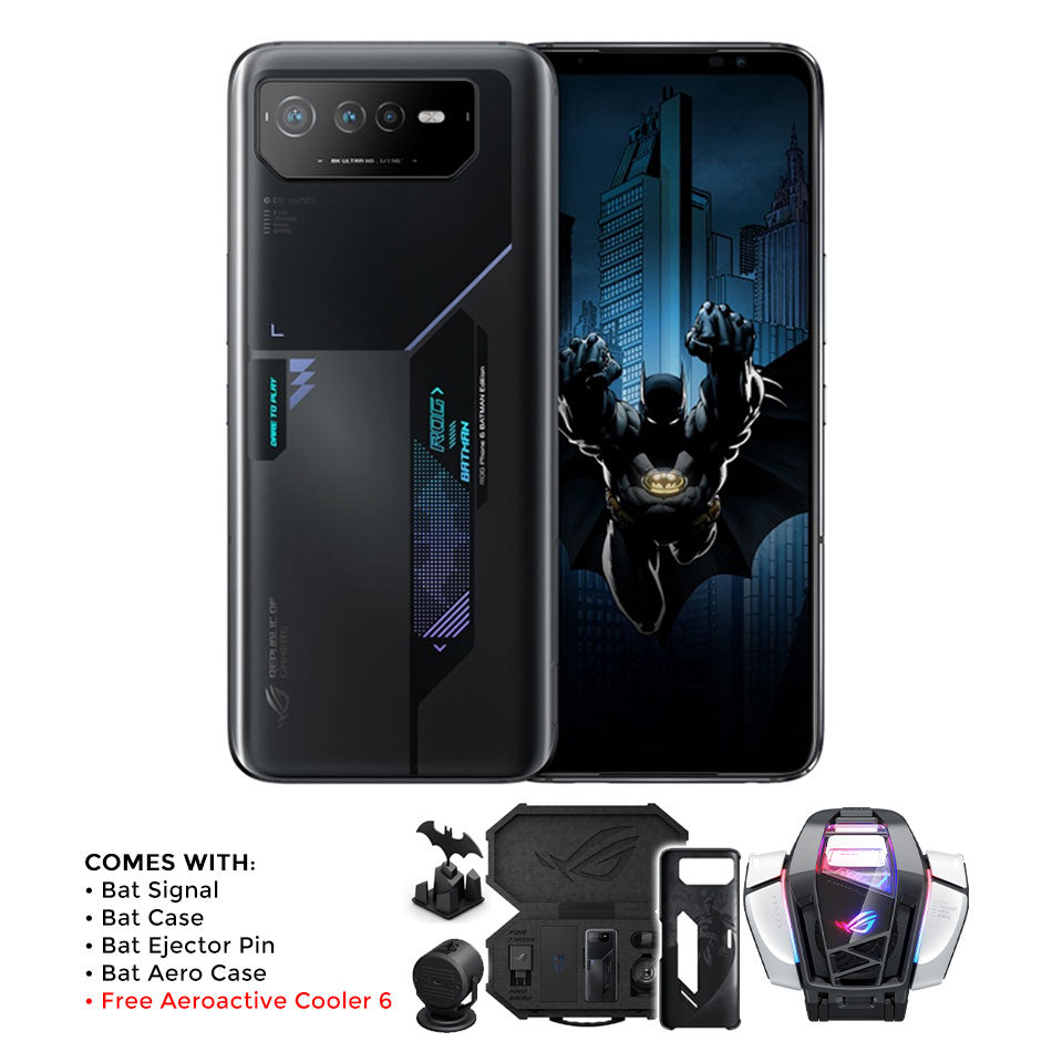 ASUS ROG Phone 6 Batman Edition Snapdragon 8+ Gen 1 12GB + 256GB (Night Black) + Bat Signal + Bat Case + Bat Ejector Pin + Bat Aero Case + Aeroactive Cooler 6