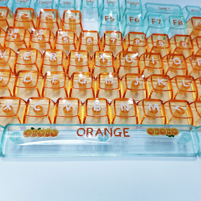 Royal Kludge CBSA-4 132 Keys Plastic Transparent Profile Keycaps Fullset (Orange)