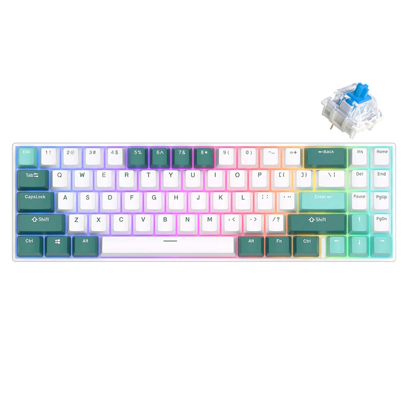 Royal Kludge RK71 Tri-Mode RGB 71-Keys Hot Swappable Mechanical Keyboard Camp Green (Blue Switch)