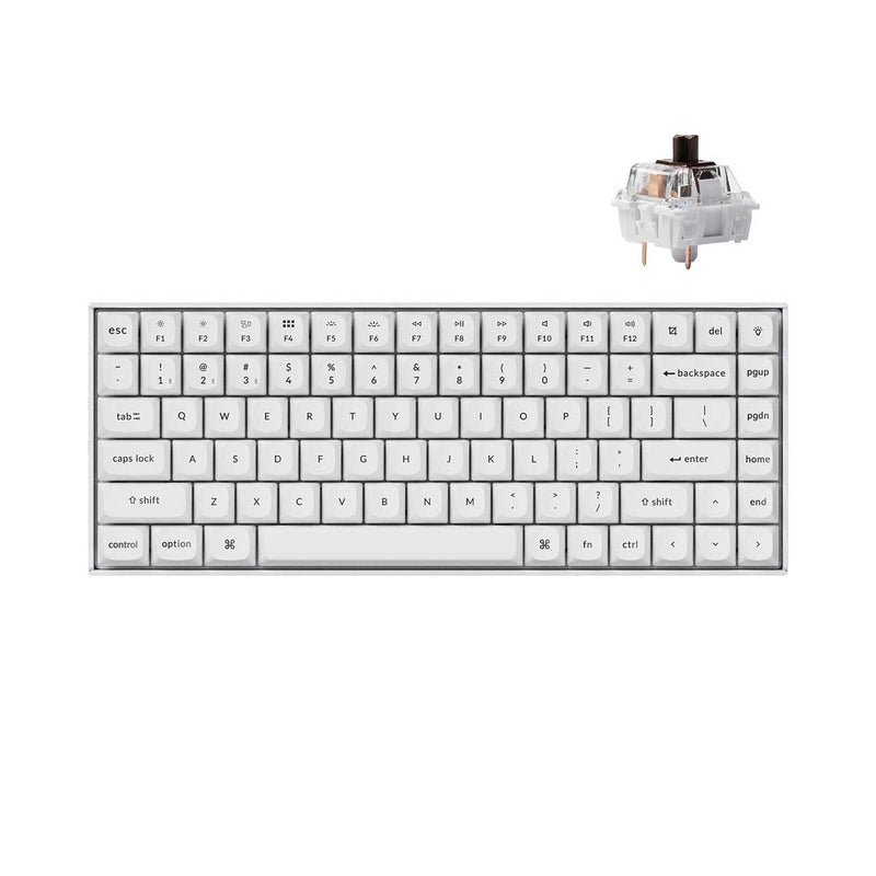 Keychron K2 Pro QMK/VIA Hot-Swappable White Backlit Custom Wireless Mechanical Keyboard - White (K Pro Brown Switch) (K2P-O3)